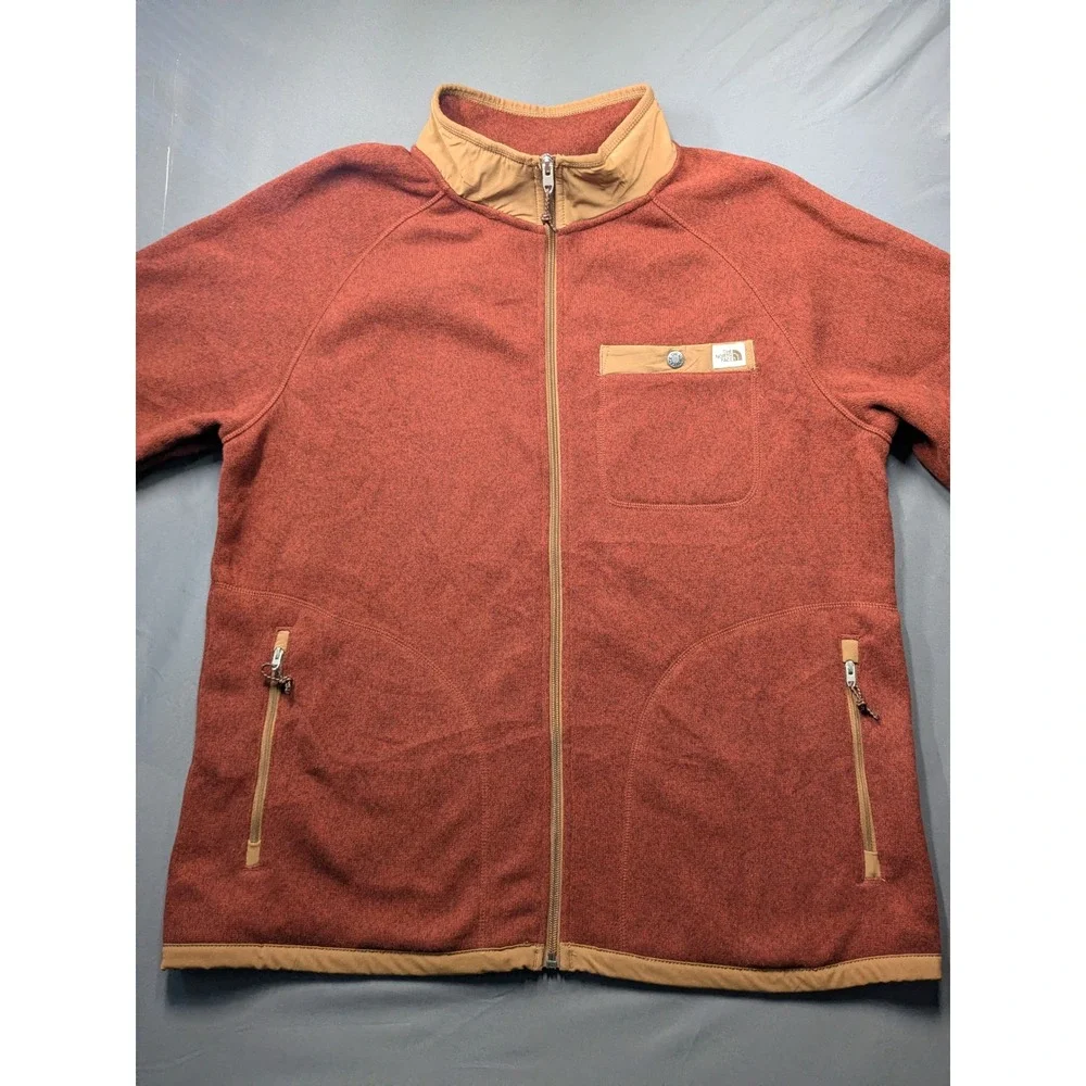 The North Face Gordon Lyons Quarter Zip Fleece Jacket Mens L Red NF0A5GL1
